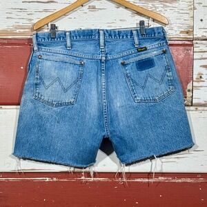 USA 80s  Vintage Wrangler Denim‎ Jean Shorts Cut Offs Blue Wash